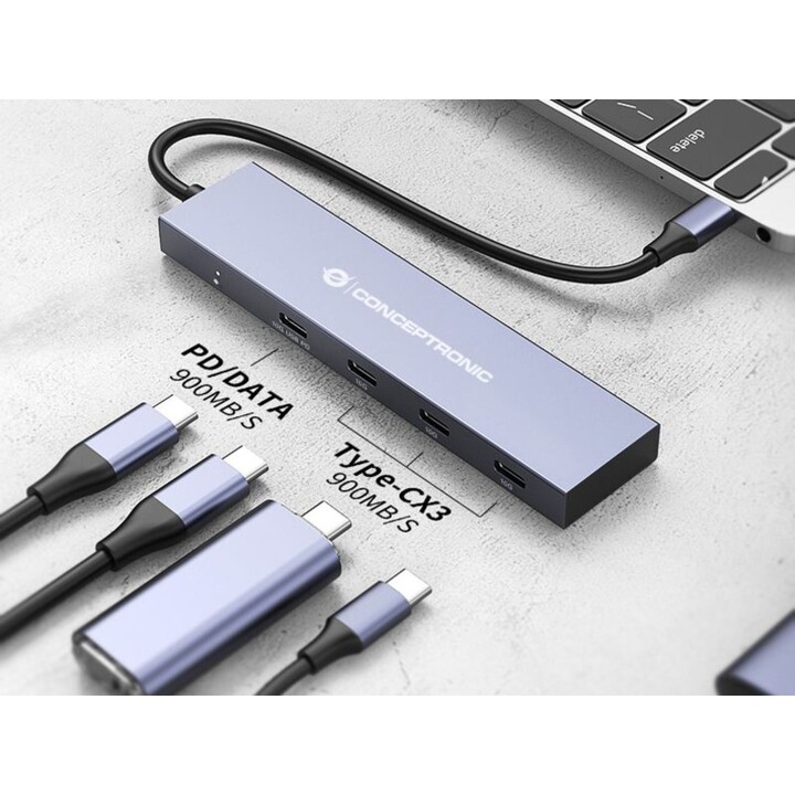 CONCEPTRONIC USB 3.2 GEN 1 HUB, 4P USB-C, 100 W PD