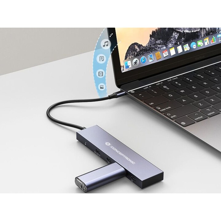 CONCEPTRONIC USB 3.2 GEN 1 HUB, 4P USB-C, 100 W PD