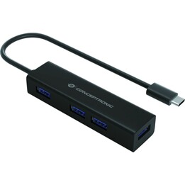 Conceptronic HUBBIES07B USB-C-zu-4-Port-USB-3.2-Gen-1-Hub, Schwarz