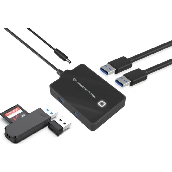 HUBBIES11B - Hub USB 3.0 4 ports avec prise secteur et câble de 90 cm