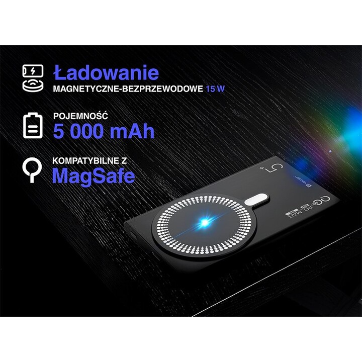 Tracer AirMag2 5000mAh PD20W+15W Mag, Preto