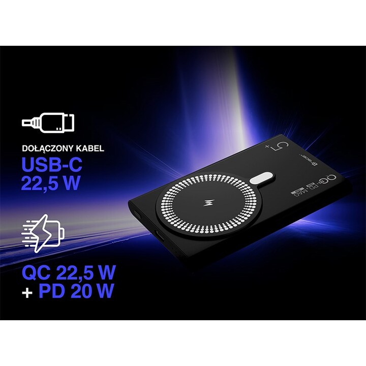 Tracer AirMag2 5000mAh PD20W+15W Mag, Preto
