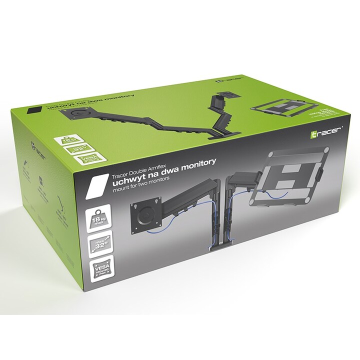 Tracer Double Armflex support pour moniteur, Noir