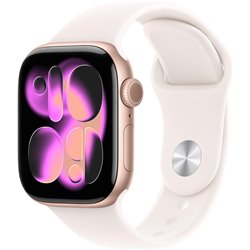 Apple Watch Series 11 GPS 46mm Rose gold aluminum case and blush pink sports strap Size S/M
