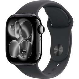 Apple Watch Series 11 GPS 42mm Caja de aluminio en negro azabache y correa deportiva negra Talla M/L