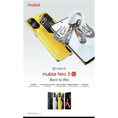 Nubia Neo 3 5G, 6.8 pantalla, 5200 mAh, 33W, 8GB 256GB, oro