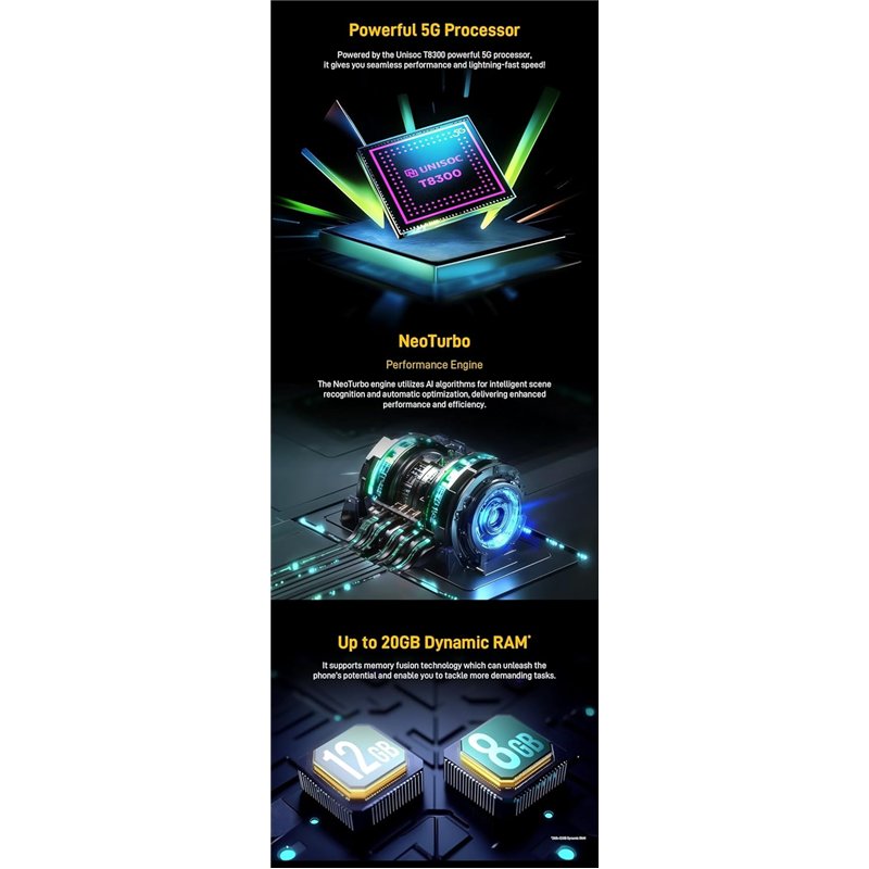 Nubia Neo 3 5G, 6.8 pantalla, 5200 mAh, 33W, 8GB 256GB, oro