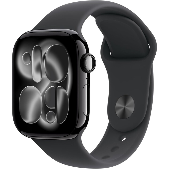 Apple Watch Series 11 GPS 42mm caixa de alumínio preto com pulseira esportiva preta tamanho S/M