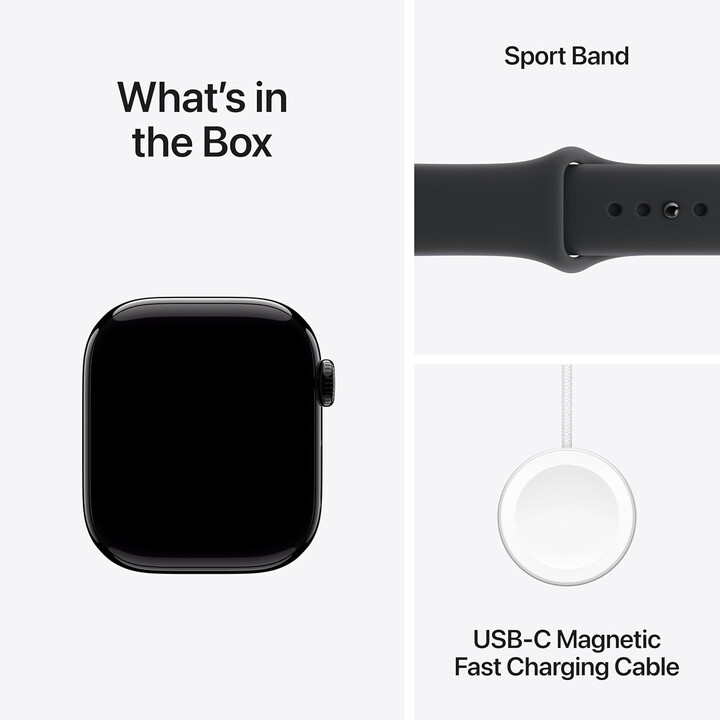 Apple Watch Series 11 GPS 42mm caixa de alumínio preto com pulseira esportiva preta tamanho S/M