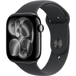 Apple Watch Series 11 GPS 46mm Jet Black Aluminum Case with Black Sport Band Size S/M