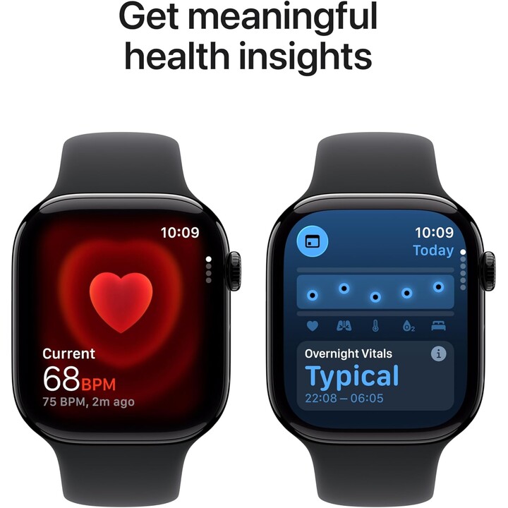 Apple Watch Series 11 GPS 46mm Jet Black Aluminum Case with Black Sport Band Size S/M