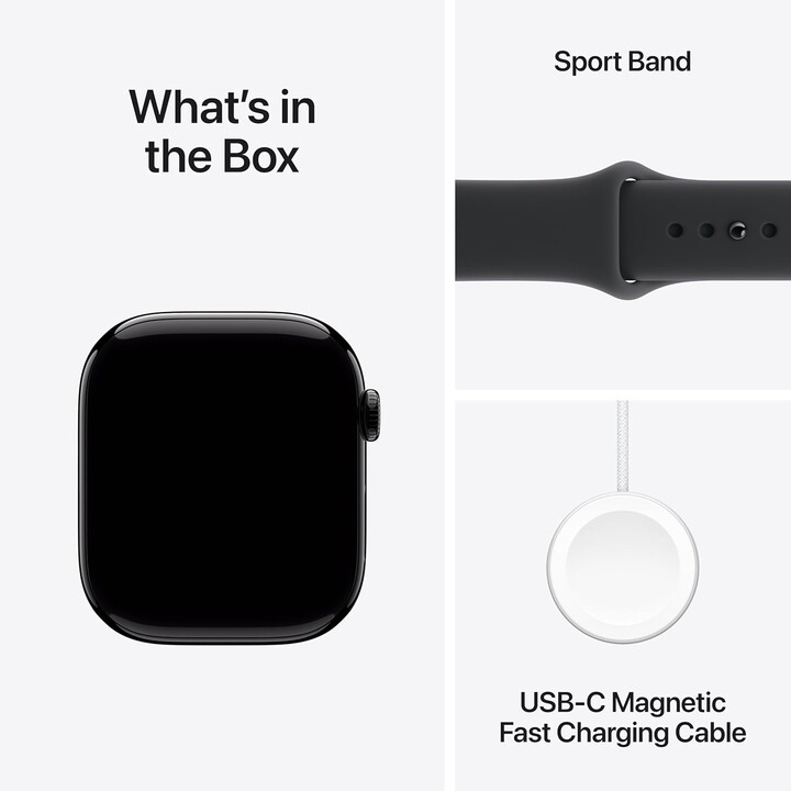 Apple Watch Series 11 GPS Cassa in alluminio nero jet da 46 mm con cinturino Sport nero Taglia S/M