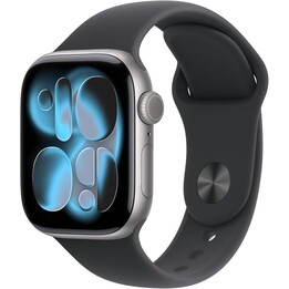 Apple Watch Series 11 GPS 42mm, Space Grey Aluminium Case with Black Sport Band, Size S/M