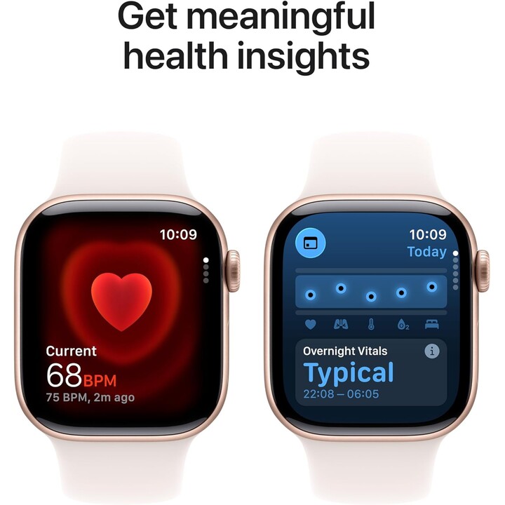 Apple Watch Series 11 GPS 46mm Rose gold aluminum case and blush pink sports strap Size M/L