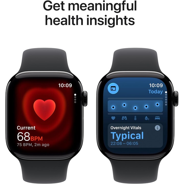 Apple Watch Series 11 GPS Cellular Cassa in alluminio nero jet da 42 mm con cinturino Sport nero Taglia S/M