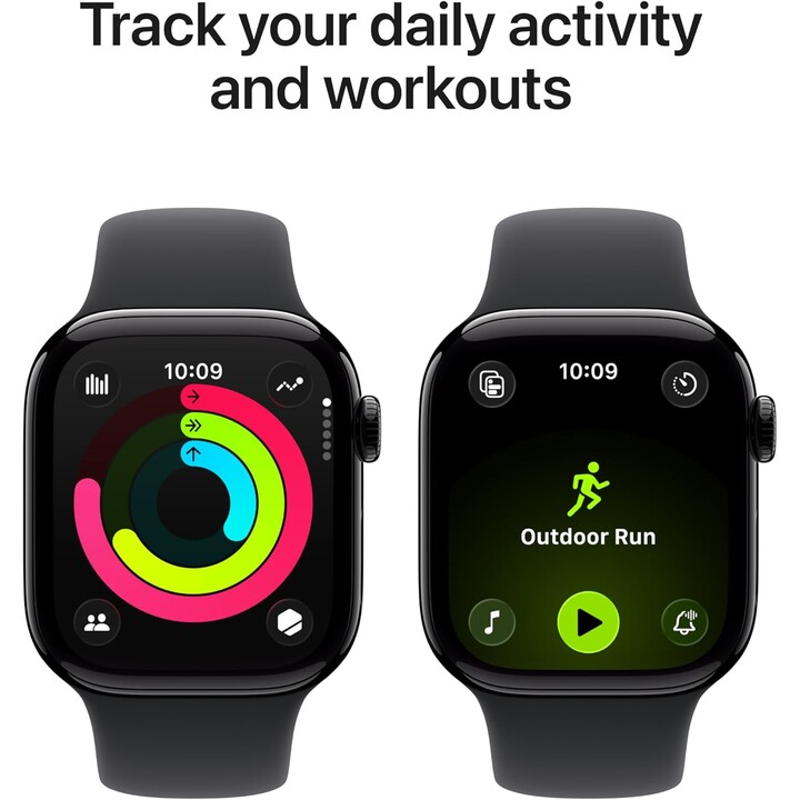 Apple Watch Series 11 GPS Cellular 42mm Caja de aluminio en negro azabache y correa deportiva negra Talla S/M