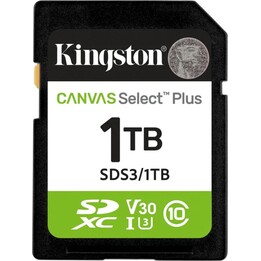 Kingston Technology 1 TB SDXC Canvas Select Plus Gen3 150 MB/s C10 UHS-I U3 V30