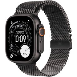 Apple Watch Ultra 3 GPS Cellular 49mm, Black Rugged Titanium Case with Black Milanese Loop, Size M