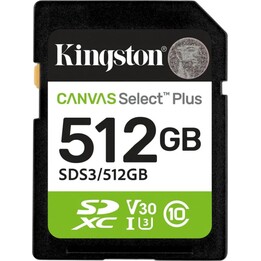Kingston Technology 512 Gb Sdxc Canvas Select Plus Gen3 150 Mb/s C10 Uhs-i U3 V30