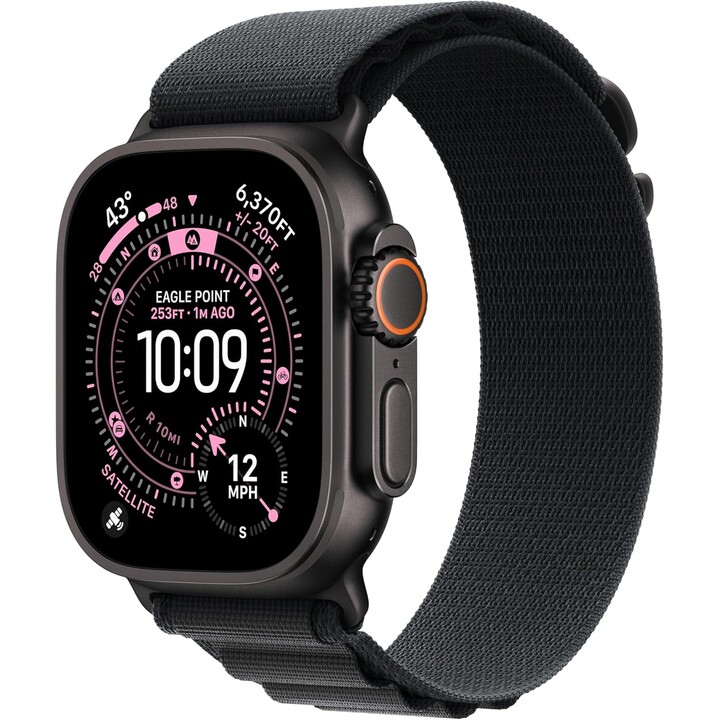 Apple Watch Ultra 3 GPS Cellular 49mm Caja de Titanio Negra con Correa Loop Alpine Negra Mediana