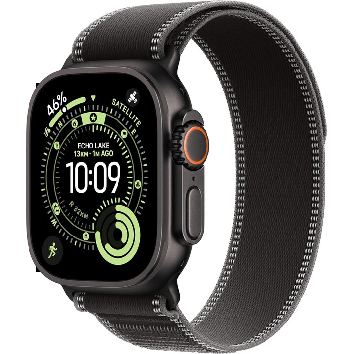 Apple Watch Ultra 3 GPS Cellular 49mm Bracelet Trail en titane naturel Noir - taille S/M