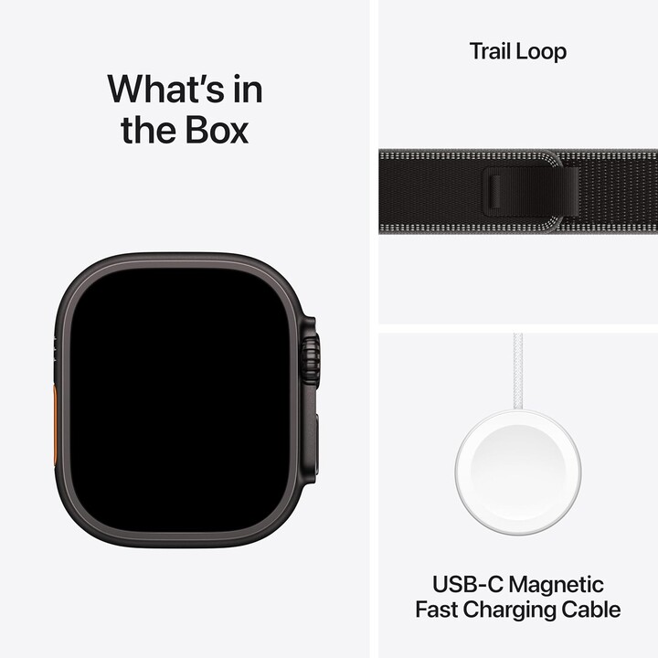 Apple Watch Ultra 3 GPS Cellular 49mm Bracelet Trail en titane naturel Noir - taille S/M