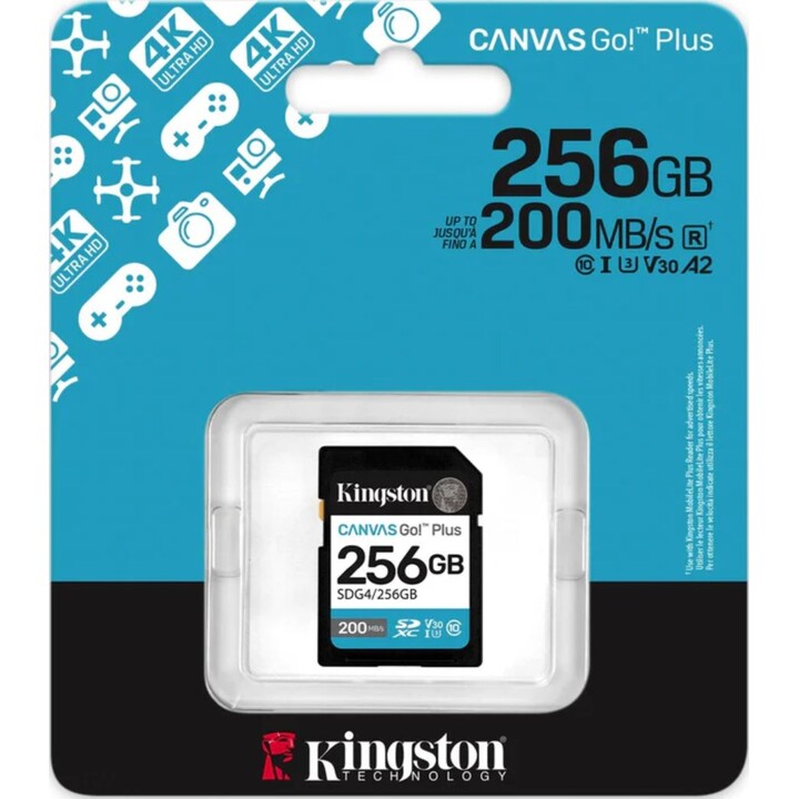 Kingston Technology 256gb Sdxc Canvas Go Plus Gen4 200mb/s C10 Uhs-i U3 V30