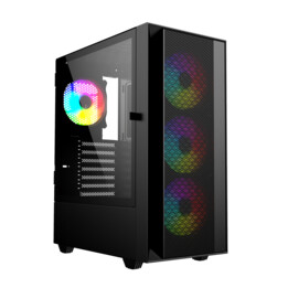 Gabinete para computador gamer Gembird Fornax 4000 ARGB ATX, torre Midi, retroiluminação, preto