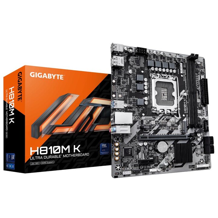 Gigabyte H810M K H810M K Intel Core Ultra (série 2) mATX, LGA 1851, PCIe 4.0, GbE, USB 3.2 Gen 1