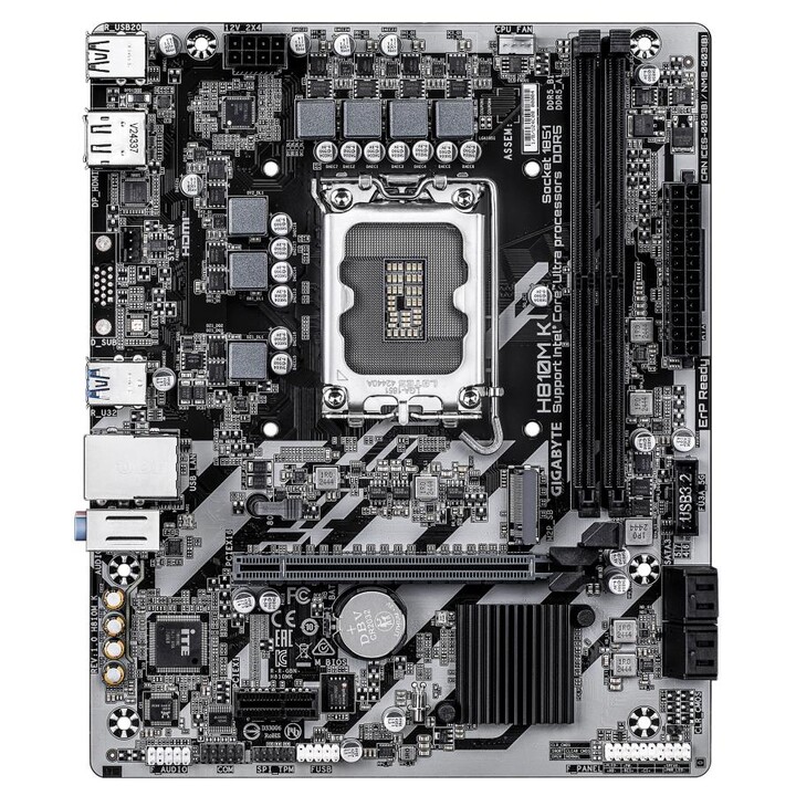 Gigabyte H810M K H810M K Intel Core Ultra (Series 2) mATX, LGA 1851, PCIe 4.0, GbE, USB 3.2 Gen 1