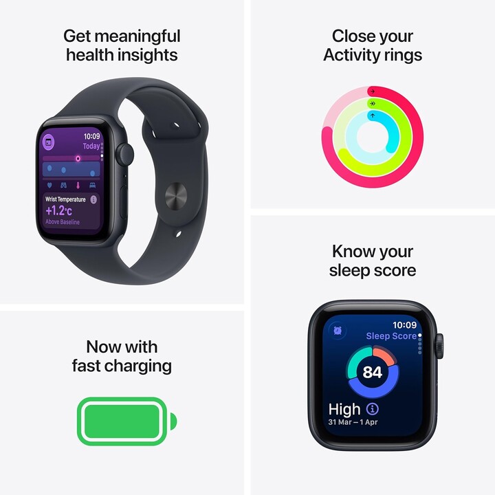 Apple Watch SE3 2025 GPS 40mm Midnight Aluminum Case and Midnight Sport Band Size M/L