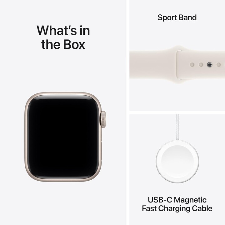 Apple Watch SE3 2025 GPS Cellular 40mm Boîtier en aluminium Starlight avec bracelet sport Starlight Taille S/M