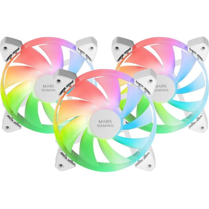 Confezione da 3 ventole Mars Gaming MF-3A/ 12 cm/ ARGB/ Bianche
