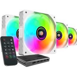 Pack of 4 Mars Gaming MF-SI4KIT Fans/ 12cm + HUB + Remote Control/ ARGB/ White
