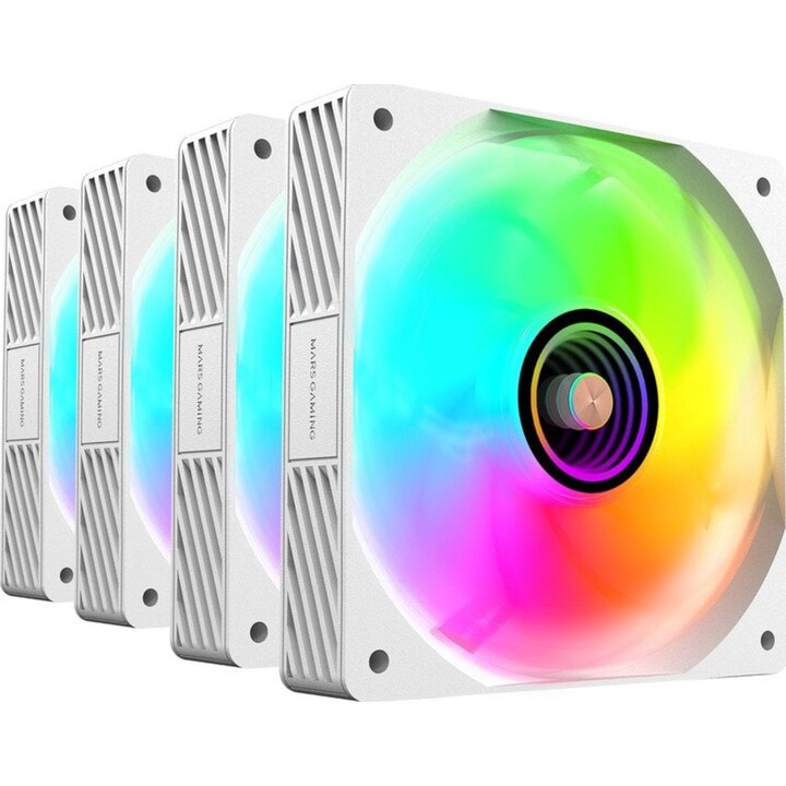 Pack of 4 Mars Gaming MF-SI4KIT Fans/ 12cm + HUB + Remote Control/ ARGB/ White