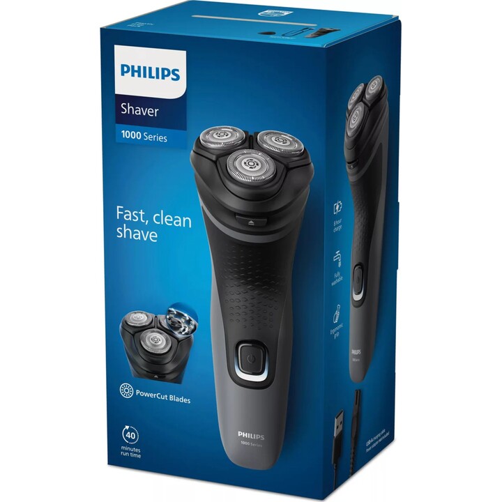 Philips S1142/00 afeitadora Máquina de afeitar de rotación Recortadora Negro, Gris