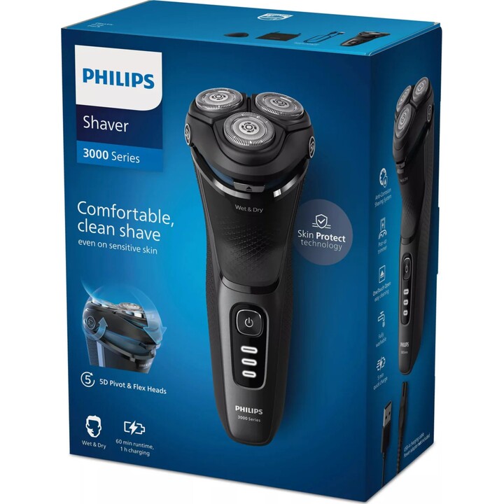 Philips S3244/12 afeitadora Máquina de afeitar de rotación Recortadora Negro