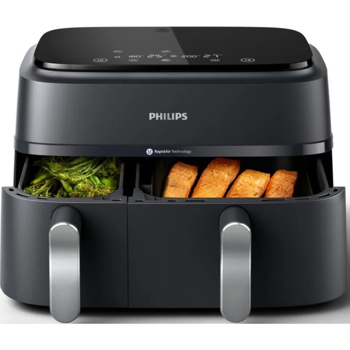 Philips 3000 series NA351/00 friggitrice Doppio 9 L Libera installazione 2750 W Friggitrice ad aria calda Nero, Argento