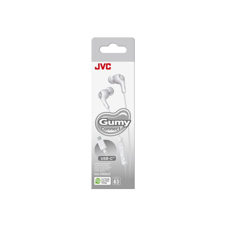 Fones de ouvido intra-auriculares com fio JVC HA-FR9UC para chamadas/música USB tipo C, branco