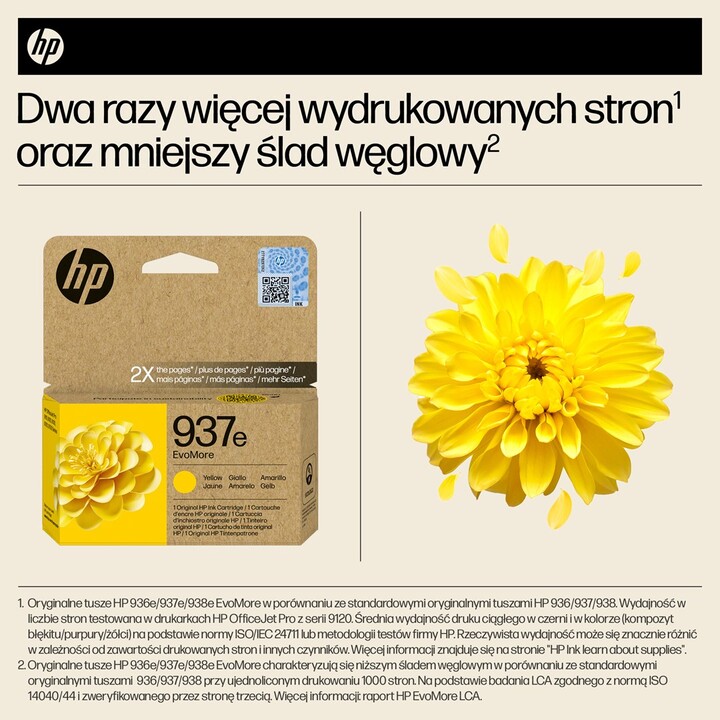 HP 937e Cartouche d’encre authentique Jaune EvoMore