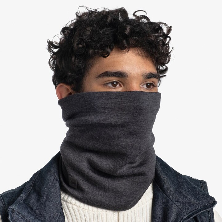 BUFF Scaldacollo multifunzionale in lana merino pesante, grigio tinta unita