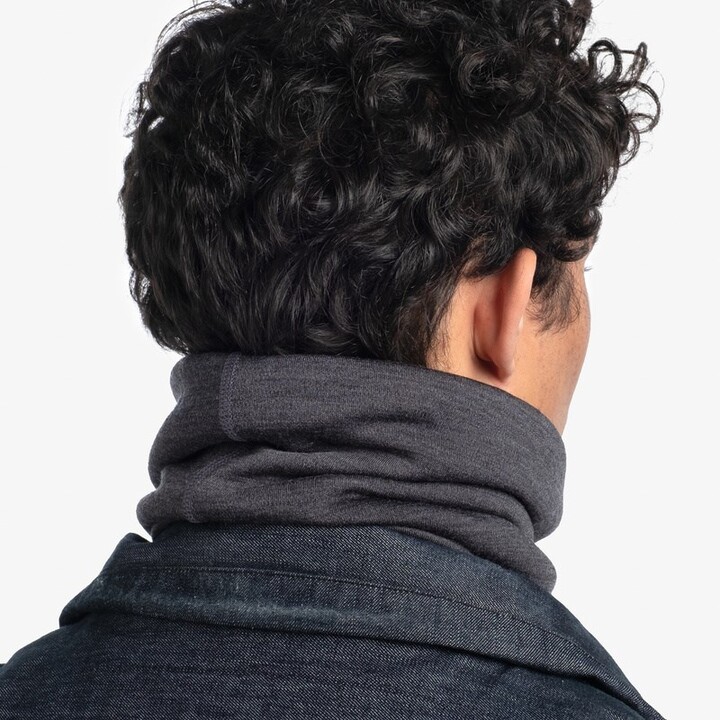 BUFF Scaldacollo multifunzionale in lana merino pesante, grigio tinta unita