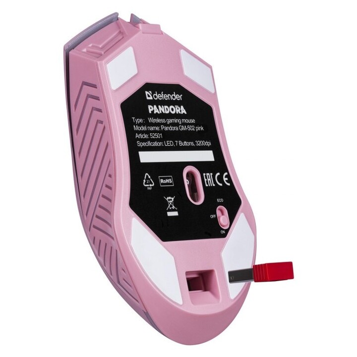 MOUSE WIRELESS DEFENDER PANDORA RF ROSA 3200dpi 7P