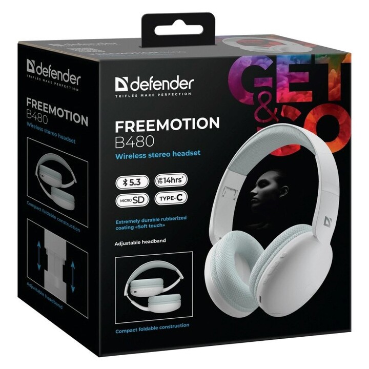CUFFIE DEFENDER BLUETOOTH FREEMOTION B480 BIANCO