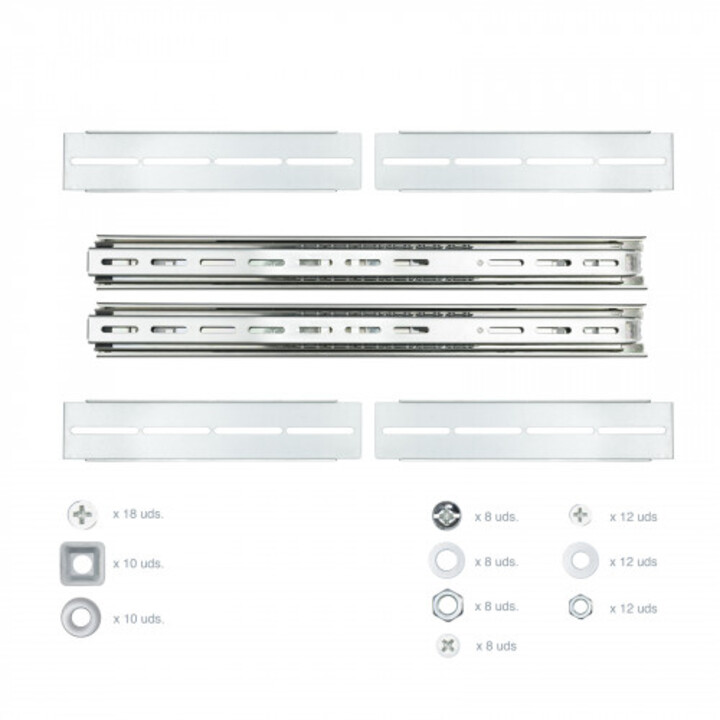 Guides latéraux télescopiques Nanocable pour boîtier rack 19"