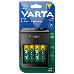 Caricabatterie LCD Varta + caricabatteria/adattatore di alimentazione da 4 ore