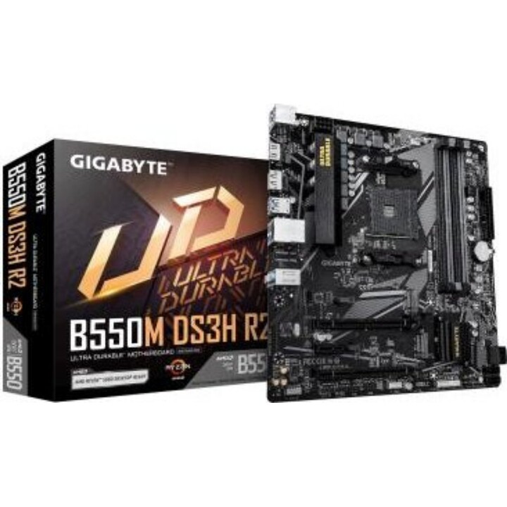 Placa base Gigabyte AMD B550 SAM4 Micro-ATX con memoria DDR4 y 4 ranuras de memoria B550MDS3HR2