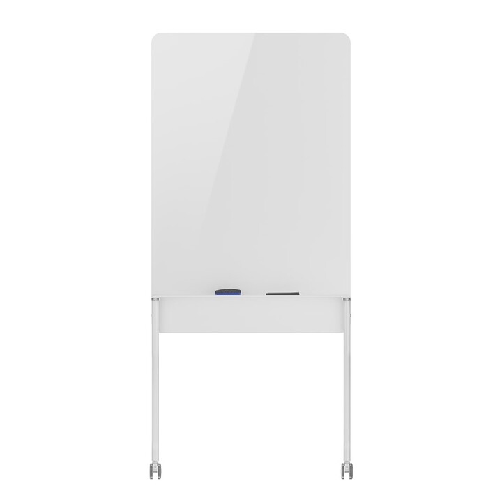 Tableau effaçable à sec mobile Ergo Office, orientation verticale, blanc, simple face, avec étagère, dimensions du tableau 1190x