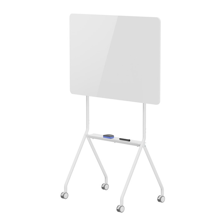 Tableau effaçable à sec mobile Ergo Office, orientation horizontale, blanc, simple face, avec étagère, dimensions du tableau 119