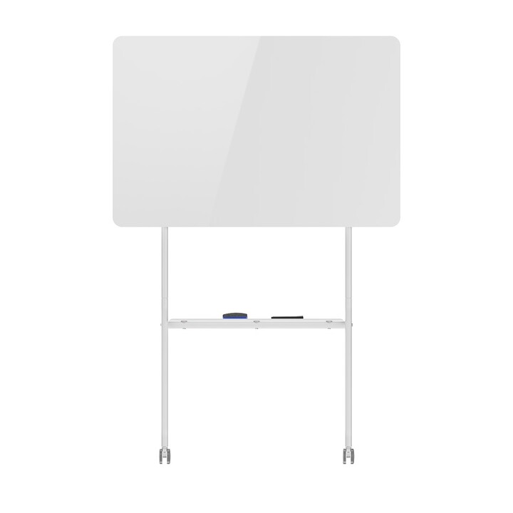 Tableau effaçable à sec mobile Ergo Office, orientation horizontale, blanc, simple face, avec étagère, dimensions du tableau 119